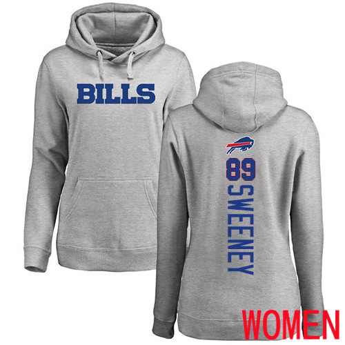 NFL Women Buffalo Bills #89 Tommy Sweeney Ash Backer Pullover Hoodie Sweatshirt